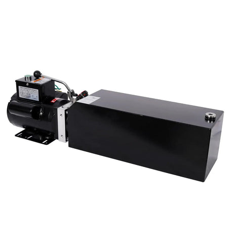 Heavy Duty Hydraulic Power Unit For Car Lifts AC 220V Single Phase With 16 Quart Oil Reservoir side view image.