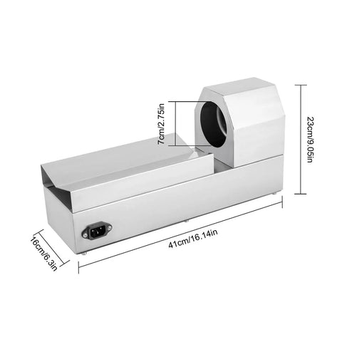 Fast Heat Electric Bottle Sleeve Shrinker Machine With Digital Temp Control For Wine Capsules Up To 70 Millimeters side view with dimensions