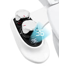Close-up of controls on Tankless Bidet Toilet Attachment With Digital Temperature Display showing 36 degrees