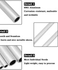 Three views of 6061 Aluminum Tubing 12 Inch Seamless Round Tube Five Sixteen Inch Outer Diameter By One Quarter Inch Inner Diameter With One Millimeter Wall Heavy Duty For DIY Projects Furnishings Decorations Crafts And Industrial Use; includes details of smoothness, seamlessness, and corrosion resistance.