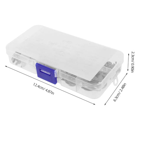 Stainless Steel Retaining Rings Assortment Kit with Plastic Storage Box, Easy To Organize For Maintenance Tasks And Pro Projects, Includes 10 Ring Sizes In Silver Finish, Durable Snap Ring Set For Mechanical Repairs, 12.4cm box