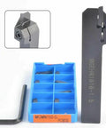 External Grooving Turning Tool Holder Kit With MGMN150-G Carbide Inserts, 100mm Shank, Tool Holder, Inserts Pack, and Wrench
