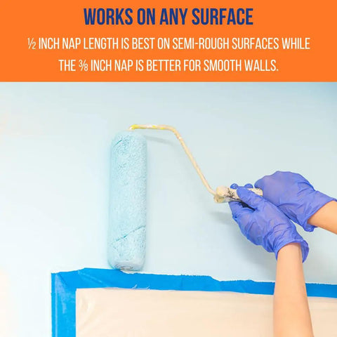 Pro Grade 14 Inch Microfiber Paint Roller Covers Bulk Pack Of 48 With One Half Inch Nap for semi-rough wall painting.