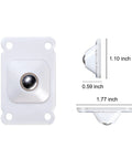 Self Adhesive Mini Casters 12 Pack Durable Universal Plastic Caster Wheels White Stick On Rollers For Bins Printer Computer Host Containers Storage Boxes Cabinets And Organizers Lightweight Easy Glide Rollers For Smooth Movement, showing dimensions.