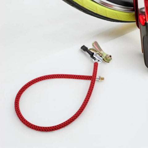 Three Pack Pro Grade Tire Pump Hose Replacement Tubes For Electric Bikes And Motorcycles In Red With Brass Connector