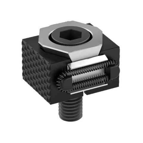 Heavy Duty 2pc Precision Vise Clamps Made From Rock Solid Stainless Steel For CNC Multi-Station Batch Processing, showing durable construction.