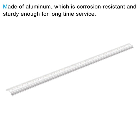 Din Rail Slotted Aluminum Mounting Guide Set, 20 Inch Long, 1.38 Inch Wide, 0.29 Inch High, Silver Tone Pack of 5 for Electrical Panels