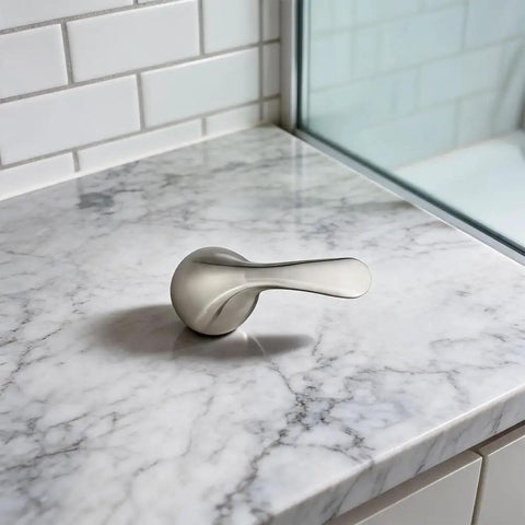 Solid Replacement Handle For 13 And 14 Series Bathtub Faucets To Swap Out Worn Out Rp48717 Knobs And Fix Shaky Valve Trim Kits Instantly For Smooth Water Flow Control And A Cool Bathroom Glow. Matte silver metal replacement handle for 13 and 14 series bathtub faucet repair