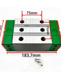RGH55CA Linear Block Carriage For CNC Guides And Rails Heavy Load Linear Bearing Slider, dimensions labeled, green and metal finish