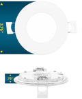 Ultra Thin 3 Inch LED Recessed Lighting Kit dimensions showing top and side view with 3.75" diameter and 0.75" thickness.