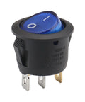 Round Rocker SPST On Off Switch 3 Pin Blue LED Illuminated Power Switch 10A 125V 6A 250V AC For Household Appliances And DIY Projects Industrial Grade 10 Pack, 20mm panel mount
