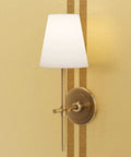 Snazzy Farmhouse Stripe Gold Metallic Wallpaper For Living Rooms Featuring Durable Fibrous Finish With Eco Friendly Paste The Wall Setup with wall sconce.
