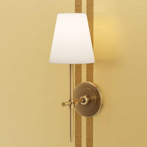 Snazzy Farmhouse Stripe Gold Metallic Wallpaper For Living Rooms Featuring Durable Fibrous Finish With Eco Friendly Paste The Wall Setup with wall sconce.