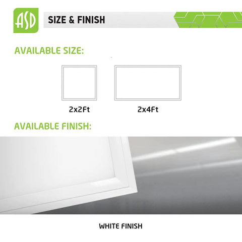 Edge Lit 2x2 LED Panel Light Dimmable 22W 2956LM 4000K Bright White For Office Drop Ceiling, white finish size options