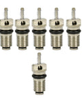 12 Pack Valve Core Kit For R134A Car Air Conditioning System Replacement Schrader Stem Cores Leakproof High Pressure Premium Rubber Copper Construction For Easy Service And Recharge - six black rubber and copper valves displayed