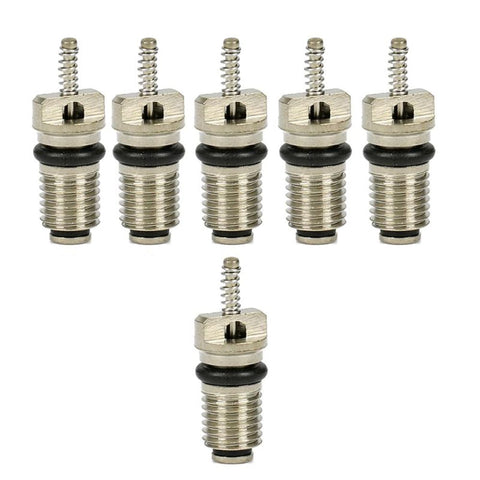 12 Pack Valve Core Kit For R134A Car Air Conditioning System Replacement Schrader Stem Cores Leakproof High Pressure Premium Rubber Copper Construction For Easy Service And Recharge - six black rubber and copper valves displayed