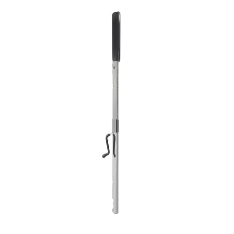 Side view of Curved Candy And Deep Fry Thermometer With Pro Grade Stainless Steel Paddle and stay-cool handle.