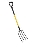 Heavy Duty Garden Spading Fork Workhorse 4 Tines 46 Inch Pitch Fork For Digging Composting Gardening And Transplanting Lift Bulbs Plow Nursery Beds And Turn Soil With Sturdy Y Shaped Handle For Women And Men with 4 tine metal head and long grip handle