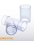 Two-Pack 2-1/2 Inch ID Y Fittings For 2-1/2 Inch OD Dust Collection Pipes With Built-In Couplers And Splices, transparent view