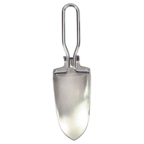 Ultralight Folding Stainless Steel Camping Trowel Shovel With Nylon Pouch And Belt Loop Grab-And-Go, stainless steel unfolded view