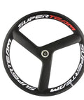 56Mm Carbon Road Bike Tri Spoke Wheelset For Zippy Road Rides 700C clincher rim, matte 3K finish, Shimano hub, front view