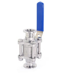 QiiMii KF-25 stainless steel vacuum ball valve with blue locking lever clamp-style
