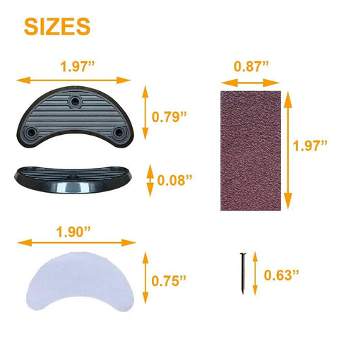 Sizes of Six Pairs Rubber Heel Plates Repair Kit For Mens Leather Shoes And Womens Thick Heels Includes Double Sided Tape Sandpaper