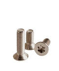 50 Pack Tough As Nails Six Lobe Titanium Countersunk Head Phillips Machine Screws For Woodworking Diy Builds Heavy Duty Fasteners That Really Go The Distance. Close-up of titanium countersunk screws with Philips head.