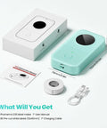 No Sweat Bluetooth Mini Label Maker With Compact Thermal Printer and Smooth App Connections Delivers Ultra Crisp German Engine Prints with user manual and accessories.