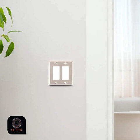 Brushed Nickel Wall Plate Set 4 Pack 1 Gang Duplex Decorator Outlet Covers And Switch Plates metal construction on wall