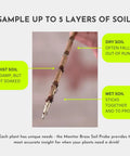 Unlimited Brass Soil Probe With Moisture Meter And Sampler No Batteries Required Root Aerator And Plant Water Monitor For Pots And Indoor Gardens For Potted Plants And Home Gardeners sample in dry, moist, wet soil