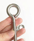 Close-up of stainless steel M8 eye screw from 4 Pack M8 Heavy Duty Swing Hooks Eye Screws 1200Lb Capacity Hammock Hanging Kit