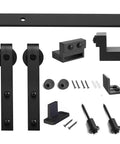 2 Ft Mini Barn Door Track Kit Black For Single Door Closet Cabinet Slick Black Finish, Heavy Duty Carbon Steel Rail With Quiet Nylon Rollers