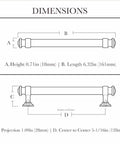 Diagram of Five And One Sixteenth Inch Classic Button Cabinet And Drawer Pull Center To Center, Matte Black Finish dimensions