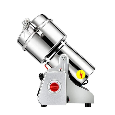 Electric Grain Mill With Stainless Steel Grinder, Heavy Duty Grain Crusher in polished 304 stainless steel on white background
