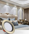 DJVHSRI Recessed Lighting Housing Trim Kits Round Downlight Recessed Ceiling Light Fixture 75Mm Cut Hole in stylish bedroom setting.