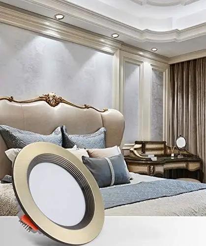 DJVHSRI Recessed Lighting Housing Trim Kits Round Downlight Recessed Ceiling Light Fixture 75Mm Cut Hole in stylish bedroom setting.