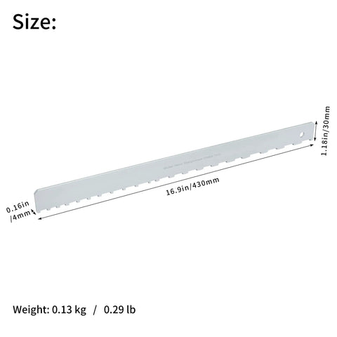 Dimensions and thickness of Guitar Neck Notched Straight Edge 4mm Thick Luthier Repair Tool for 25.5 Inch F Scale and 24.75 Inch G Scale
