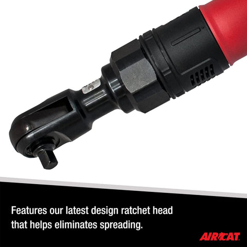 Close-up of Beefy High Torque Pneumatic Ratchet Wrench One Half Inch With 130 Foot Pounds Torque showing ergonomic grip and quiet exhaust