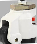 Heavy Duty Swivel Casters Set With Adjustable Leveling Plates close-up view of caster with black wheel and mounting hardware.