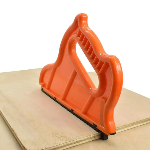 Power Hands Push Stick For Woodworking Beefed Up Durable Thick Plastic Design on plywood for safe cutting.