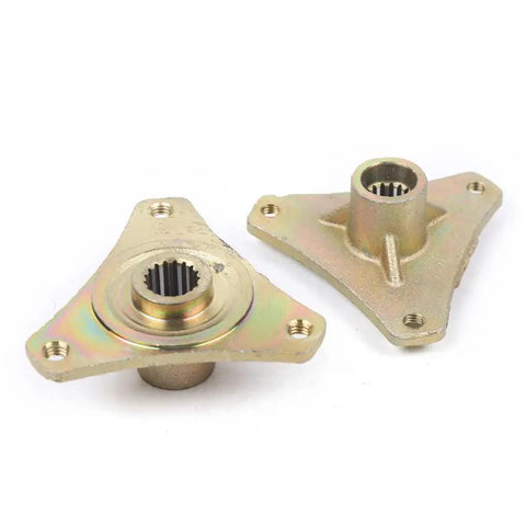 Close-up of metal components from the 29 Inch Drift Trike And Go Kart Rear Axle Kit With Beefy Brake Caliper Assembly, Master Cylinder, T8F Chain Sprocket Pillow Block, 740mm, Heavy Duty Fit For Quad ATV Buggy DIY Build.