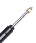 Hella Durable Universal Hydraulic Gas Spring Lift Cylinder For Reclining Chair Replacement Shock Strut Assembly Smooth Glide Built Tough Quick Effortless Fix close-up view of chrome rod with black casing and threaded end.