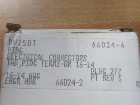 Box label for Tab Terminals Pack of 100, 16-14 AWG PIDG BRBV250T Style Plug and Play Quick Disconnect Terminals.