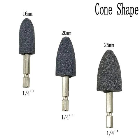 8 Piece Rotary Grinding Stone Set With One Quarter Inch Hex Shank Pro Grade Assorted Cone Cylinder And T Shape Mounted Abrasive Bits