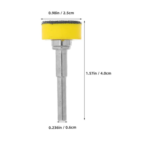 Get Your Hands On This Awesome Set Of 100pcs Sanding Discs With Grits From 100 To 3000 For Smooth Drilling And Shiny Finishes That Last, yellow sanding tool with metal shaft.