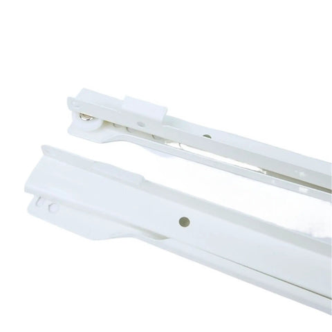 One Pack Drawer Runners Slides With Hidden Roller Bearings And Wheels, White, Durable Steel, Smooth Glide, Quiet Operation