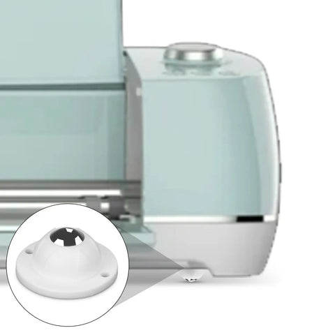 Close-up of mini caster wheel attached to crafting machine, highlighting 4 Pack Mini Caster Wheels For Maker And Explore Air functionality.