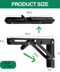 10 Inch Folding Shelf Brackets 2 Pack Stainless Steel Triangle Wall Mounts With Anchors heavy duty measurements diagram.