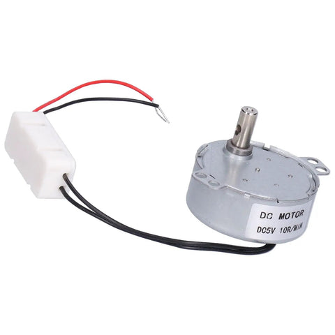 Versatile Dc Brushless Reduction Motor Delivers Stable 5V 10 Rpm Sync Drive For Massive Torque Household Appliances Electric Fans And Dynamic Retail Displays Runs Super Quiet With Zero Fuss Installation, featuring silver metal motor with wires.